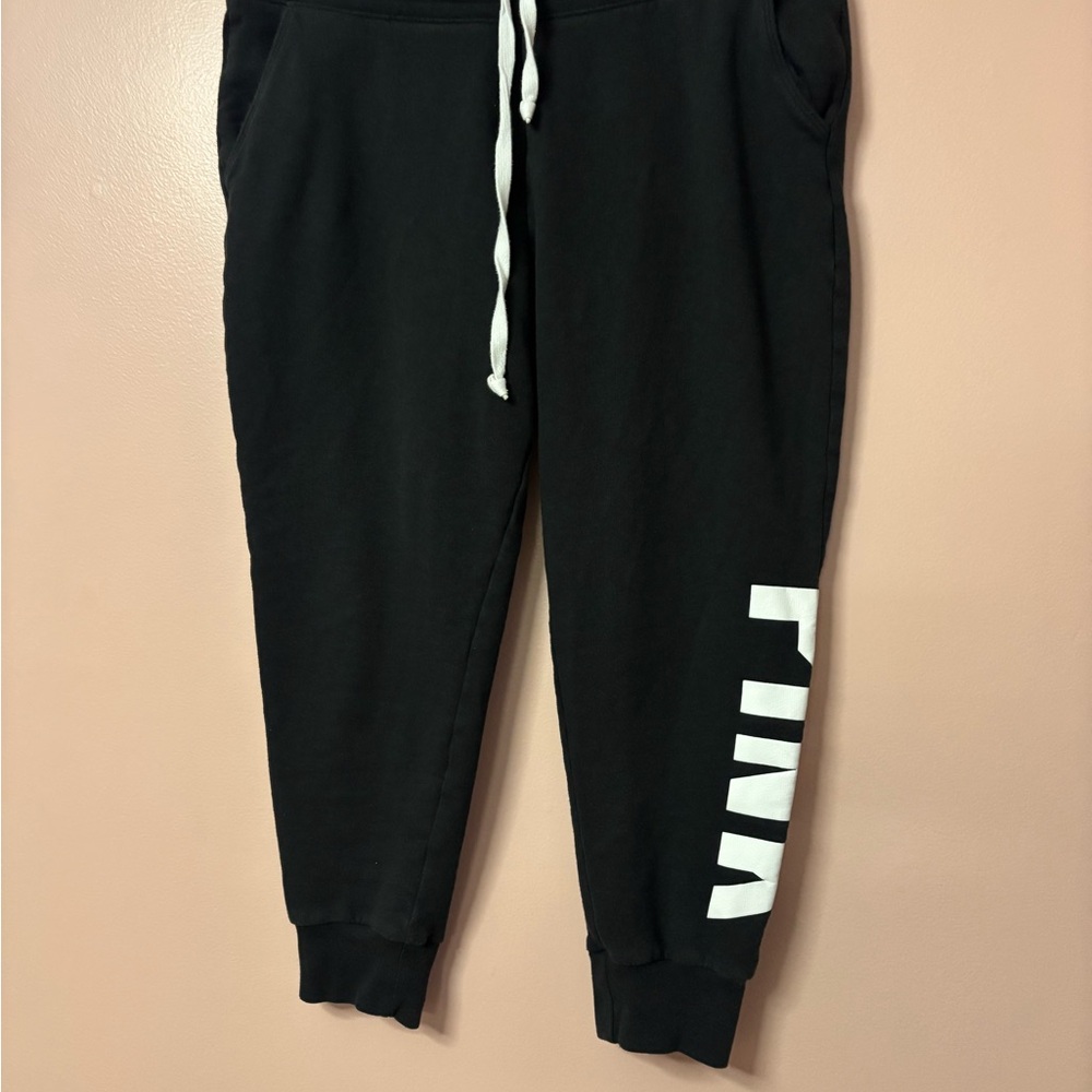 Pink Black Sweatpants with White Branding
